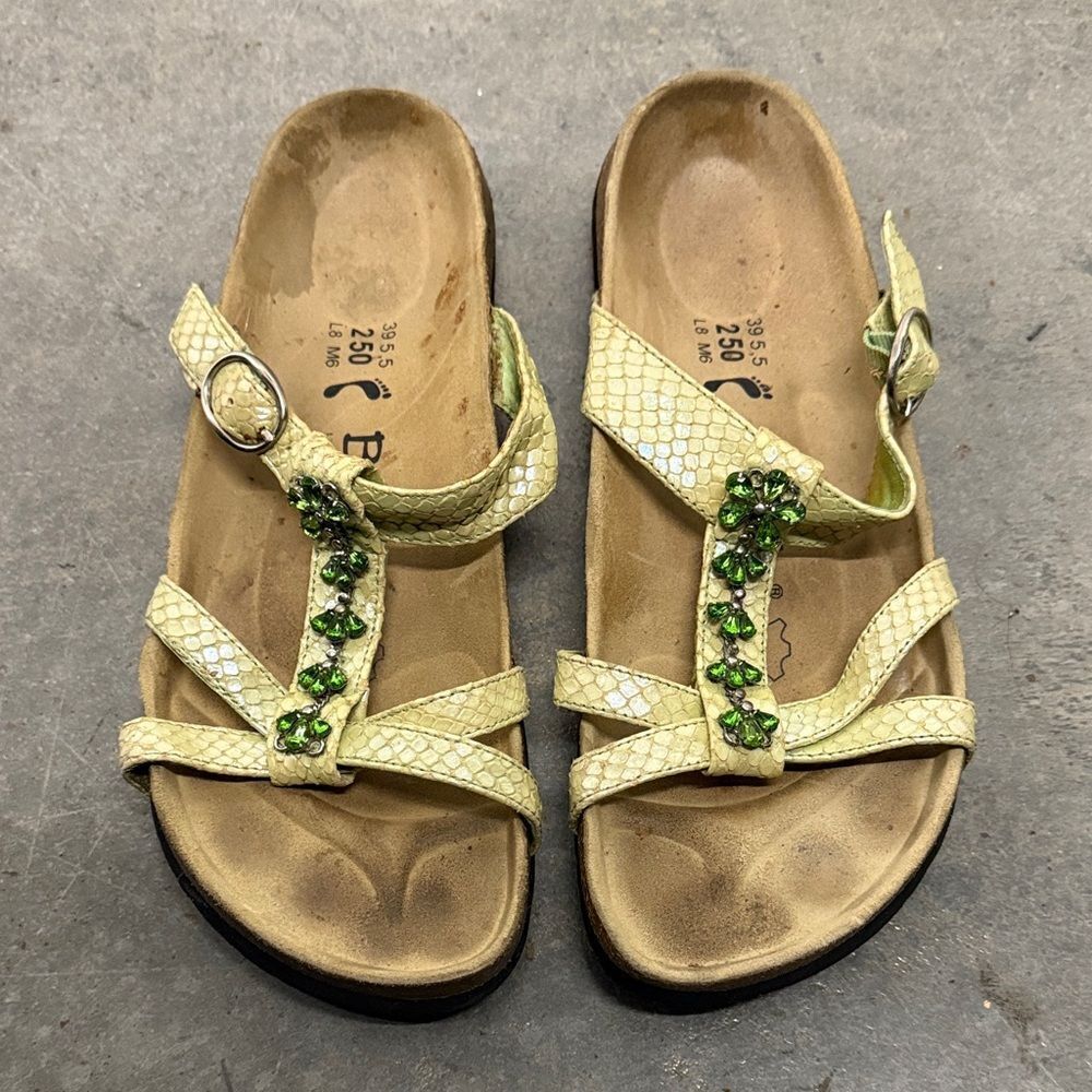 Birkenstock Light Green Embellished Sandals